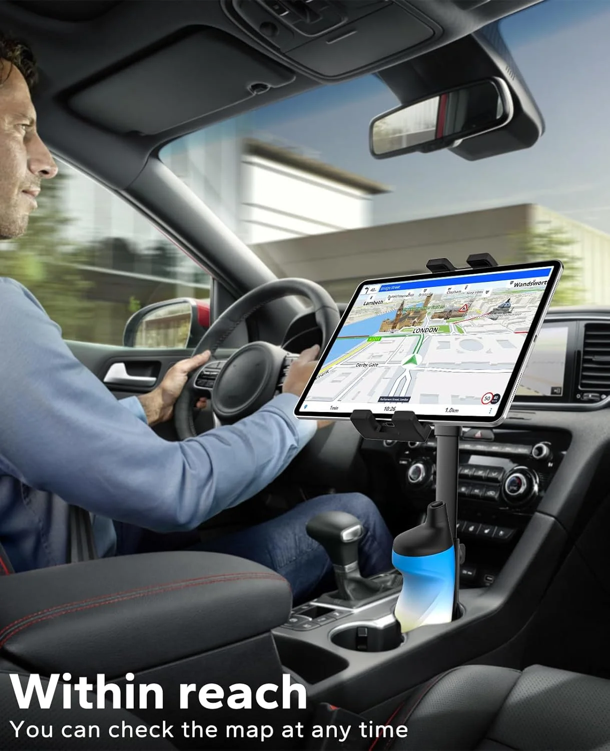 پایه نگهدارنده تبلت GDZN برای جا لیوانی خودرو - [مناسب برای بطری] پایه تبلت برای جا لیوانی خودرو/کامیون، پایه نگهدارنده محکم با بازوی قابل تنظیم برای آیپد پرو 12.9، گلکسی تب/زد فولد، دستگاه های 4.7-13 اینچی