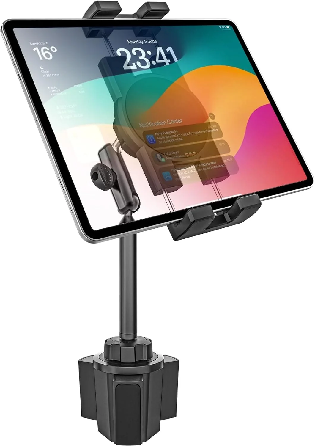 پایه نگهدارنده تبلت GDZN برای خودرو، با بازوی فلزی 2 قسمتی مقاوم، پایه نگهدارنده تبلت فنجانی قابل تنظیم برای خودرو/کامیون، مناسب برای آیپد پرو 11 12.9، گلکسی تب، فایر، دستگاه های 4-13 اینچی