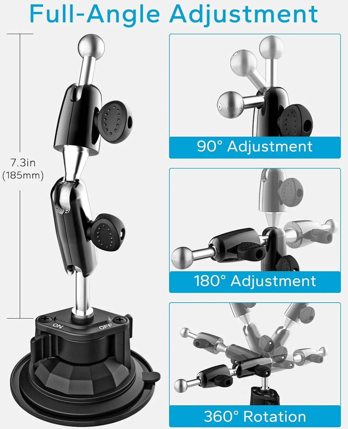 پایه تبلت مکنده ای خودرو GDZN، [بازوی فلزی] پایه تبلت داشبورد کامیون - پایه آیپد خودرو با قابلیت تنظیم 360 درجه برای آیپد پرو 12.9 ایر مینی، گلکسی تب، فایر HD، دستگاه های 4.7-13 اینچی