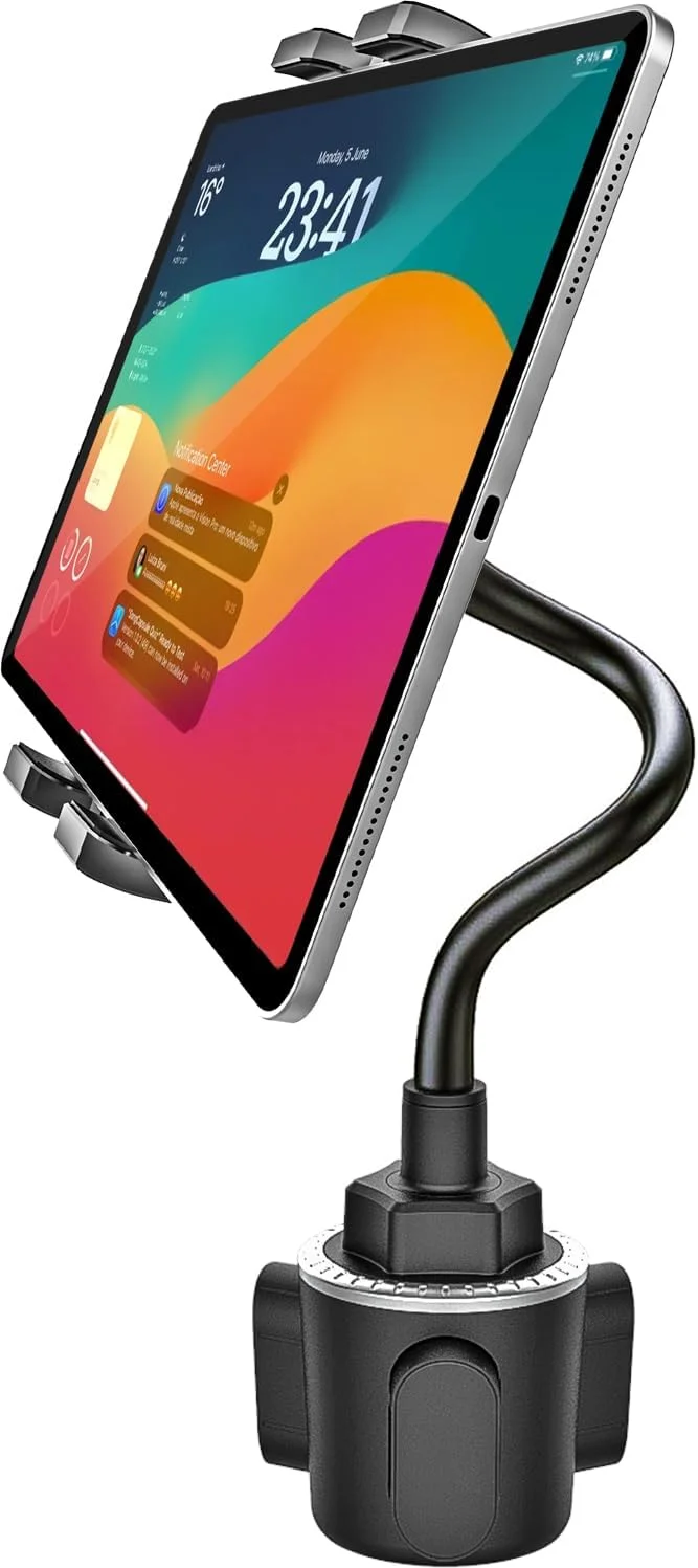 پایه نگهدارنده تبلت GDZN برای خودرو، پایه لیوانی تبلت خودرو، پایه نگهدارنده تبلت گردن غازی قابل تنظیم جهانی با چرخش 360 درجه برای تبلت های 4-11 اینچی آیپد پرو، گلکسی تب، زد فولد، فایر، تلفن