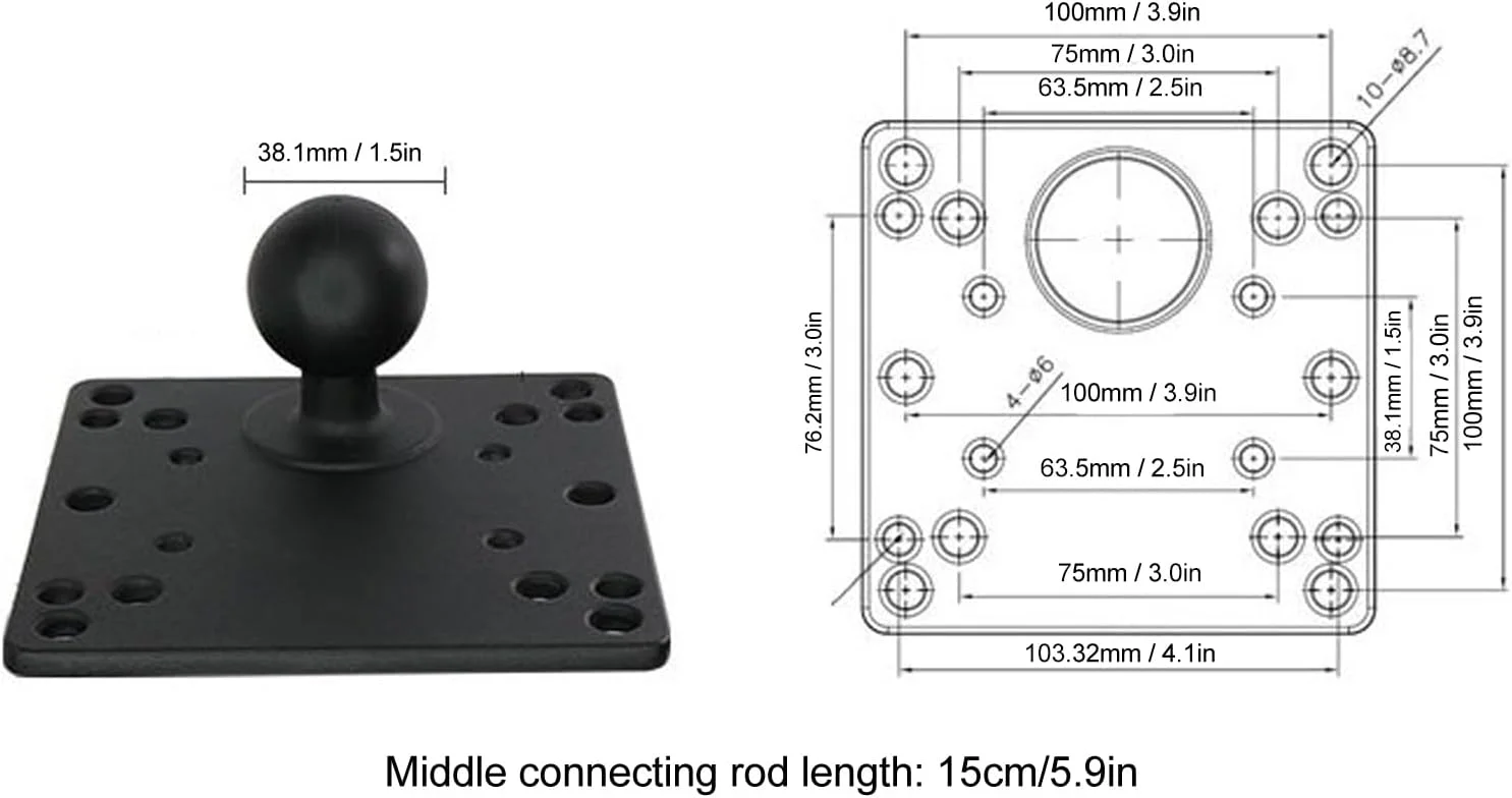 پایه نگهدارنده دوگانه توپی سنگین جهانی برای تبلت و تلفن همراه با طراحی ضد سرقت 1.5 اینچی، آلومینیوم دریایی