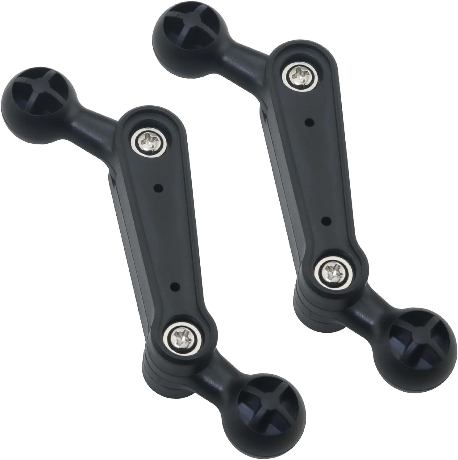 2 عدد بازوی بست شلنگ سر توپی دوتایی معکوس، پایه میله اکستنشن مفصل دوتایی 11 سانتی متری سازگار با پایه های خودرو برای تلفن، تبلت و نگهدارنده های محافظ صفحه نمایش