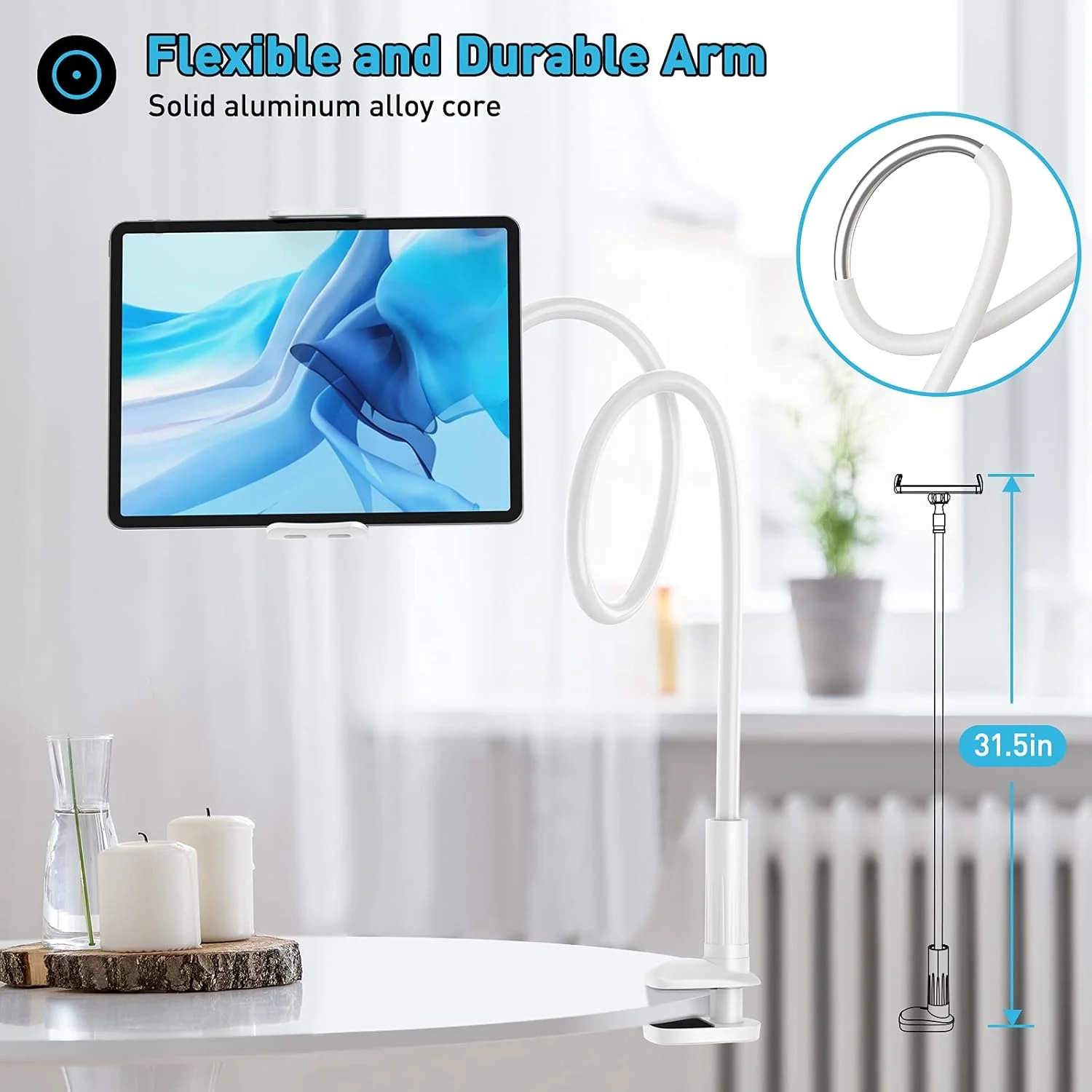 پایه تبلت یونیورسال، پایه انعطاف پذیر 360 درجه، پایه بازویی تنبل با گیره برای آیپد ایر پرو مینی، سامسونگ تب، نینتندو سوییچ، دستگاه های متعدد پایه تبلت یونیورسال، پایه انعطاف پذیر 360 درجه، پایه بازویی تنبل با گیره برای آیپد ایر پرو مینی، سامسونگ تب، نینتندو سوییچ، دستگاه های متعدد