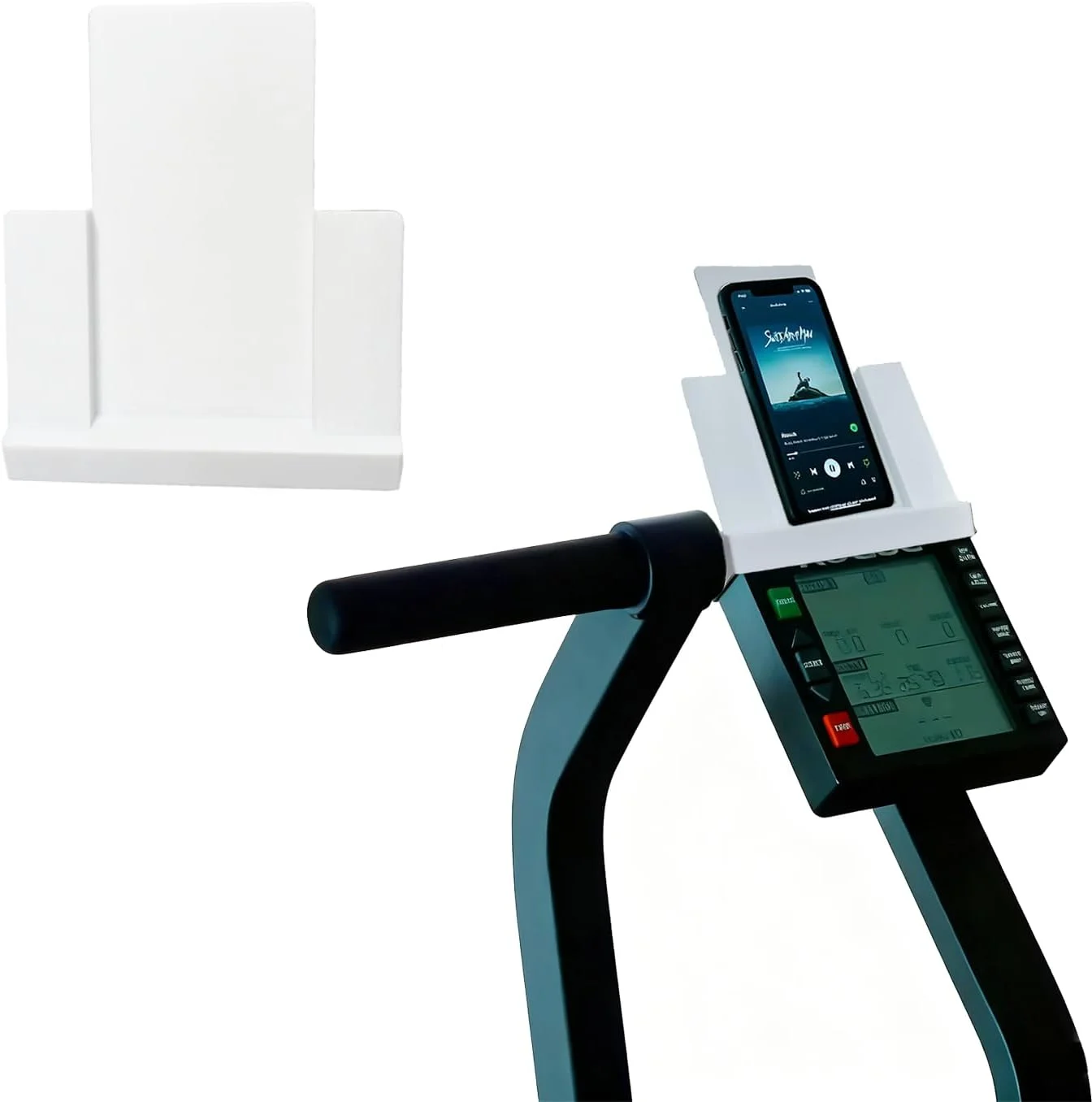 نگهدارنده تلفن سازگار با دوچرخه Rogue Echo Bike V2.0 نصب بدون پیچ، تلفن و تبلت خود را در طول تمرینات محکم نگه دارید تا به راحتی فیلم تماشا کنید، به موسیقی گوش دهید و داده های برنامه تناسب اندام را پیگیری کنید.