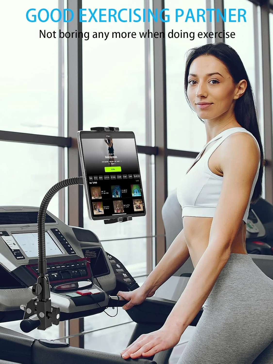 پایه نگهدارنده تبلت و گوشی EXSHOW برای دوچرخه ثابت، قابل تنظیم برای پایه میکروفون