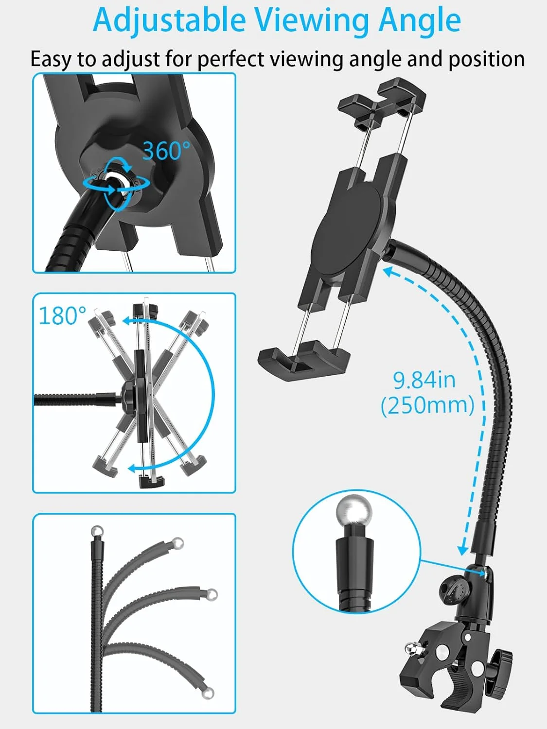 پایه نگهدارنده تبلت و گوشی EXSHOW برای دوچرخه ثابت، قابل تنظیم برای پایه میکروفون