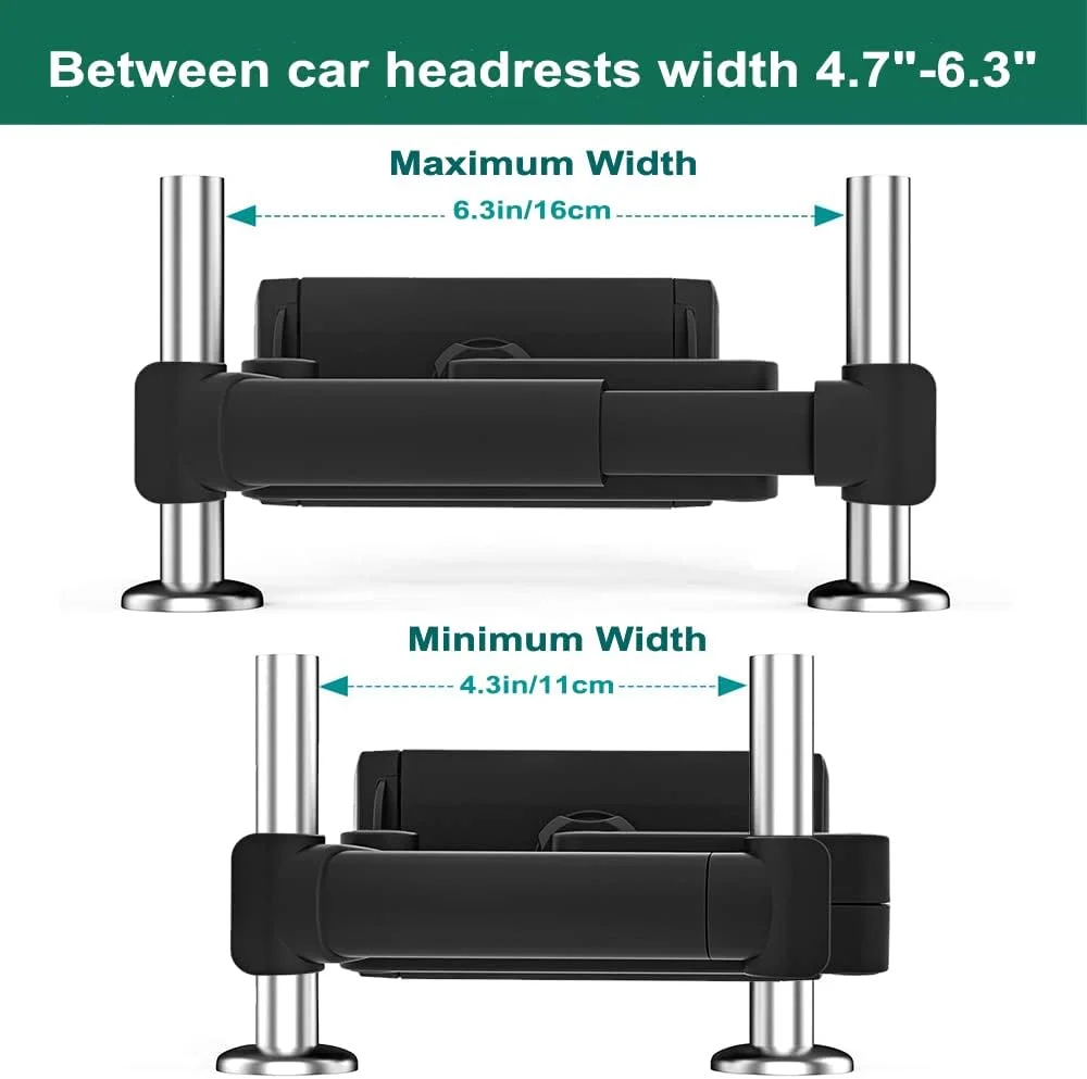 نگهدارنده تبلت صندلی خودرو EXSHOW، پایه نگهدارنده تلفن پشت سری با بازوی کشویی، پایه تبلت صندلی عقب خودرو برای آیپد پرو ایر مینی، گلکسی تب، آیفون، همه تلفن های هوشمند و تبلت های 4-11 اینچی