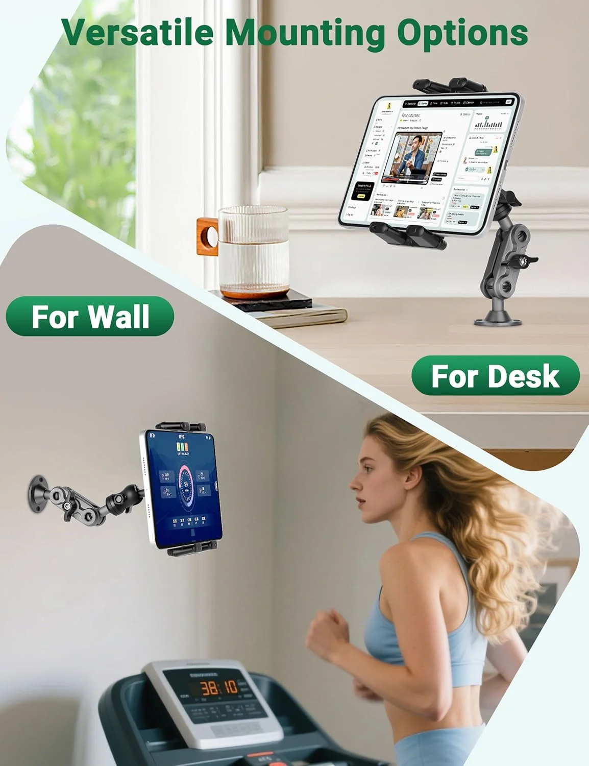 پایه نگهدارنده تبلت آلومینیومی سنگین با قابلیت نصب از طریق پیچ برای خودرو، پایه تبلت برای کامیون، قایق، داشبورد، خودروهای تجاری و دیوار، پایه نگهدارنده آیپد برای آیپد پرو/ایر/مینی/سامسونگ گلکسی تب 4.7-12.9 اینچی