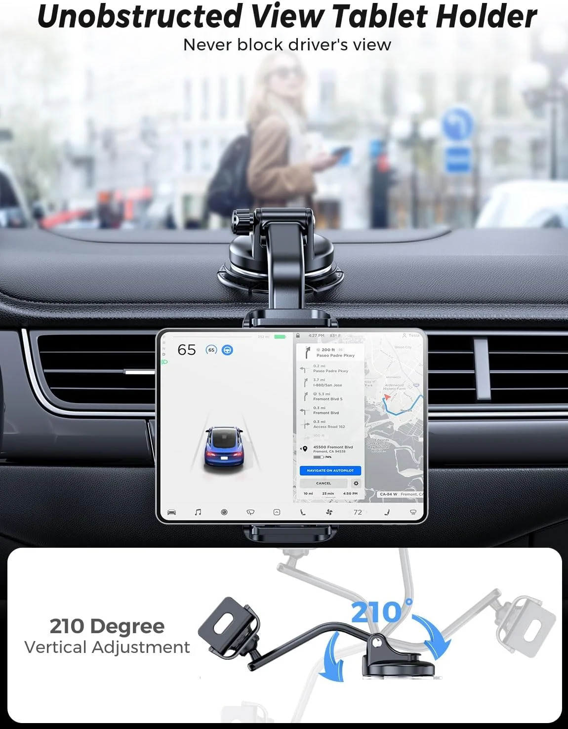 نگهدارنده تبلت eSamcore برای داشبورد خودرو، پایه نگهدارنده شیشه جلو برای آیپد و پایه تاشو تلفن همراه با گیره قابل تنظیم 360 درجه پایدار، لوازم جانبی خودرو برای آیپد ایر پرو مینی همه دستگاه های 6 تا 11 اینچی