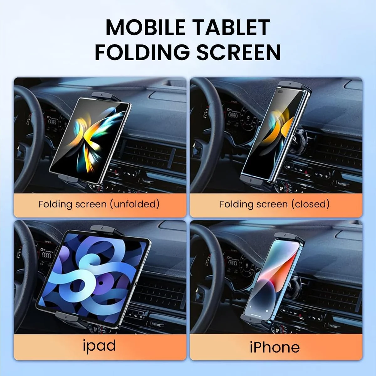 نگهدارنده تبلت ELEPHANTBOAT® برای خودرو، پایه نگهدارنده تبلت و تلفن چرخشی 360 درجه، پایه دریچه هوا قابل تنظیم سازگار با دستگاه های 6-15 اینچی