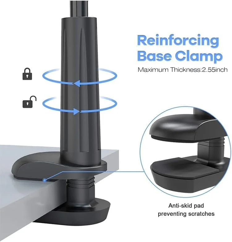 پایه نگهدارنده تبلت Elterazone برای تخت | پایه تلفن گردن غازی با چرخش 360 درجه | پایه رومیزی انعطاف پذیر برای آیپد، آیفون، تبلت سامسونگ و دستگاه های 4.7-10.5 اینچی | قابل تنظیم و بادوام