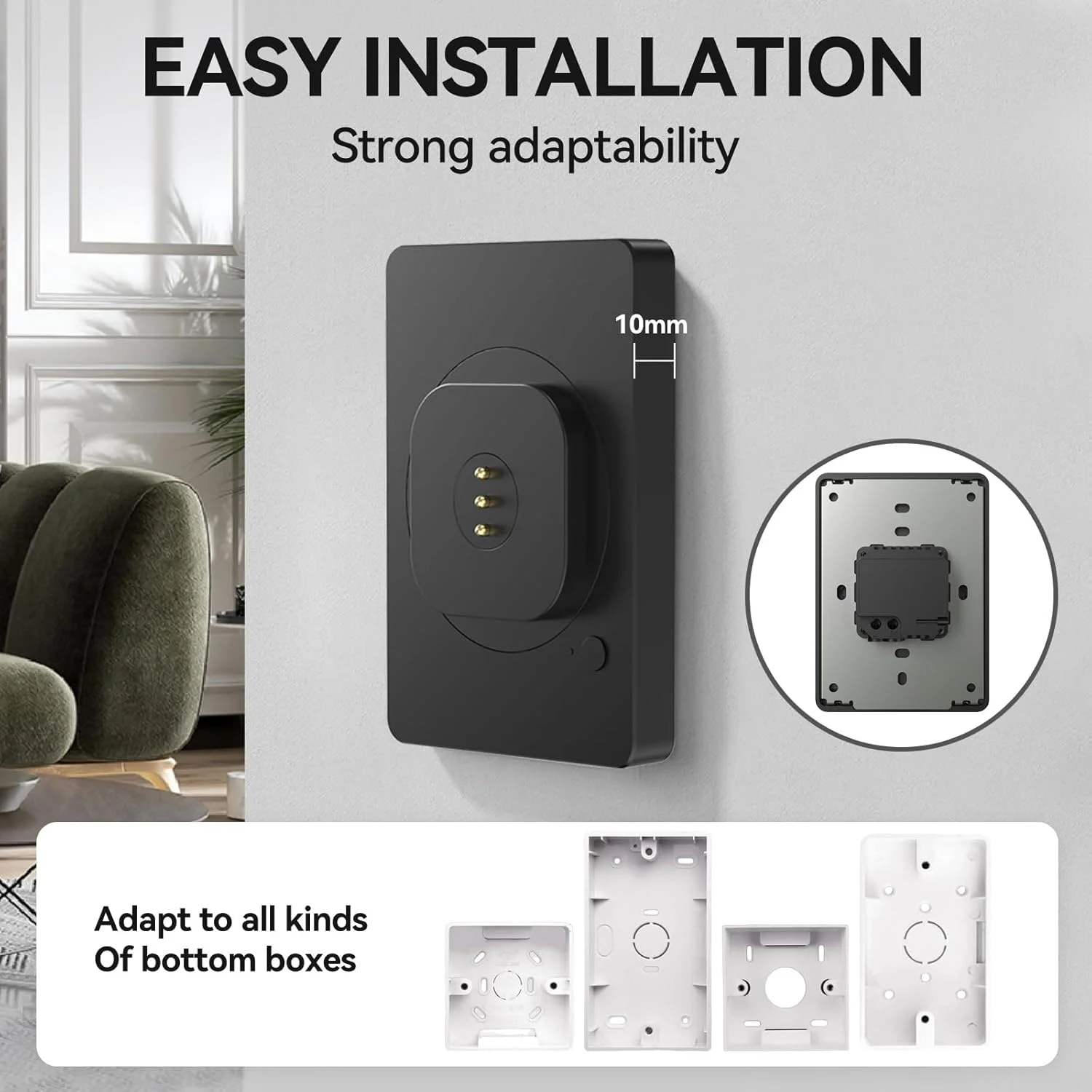 پایه دیواری مغناطیسی با محفظه شارژ A6 برای آیپد مینی (A17 Pro, A15 Bionic) 8.3 اینچی. 100-250 ولت AC 18 وات شارژ سریع، آهنرباهای قوی، چرخش 360 درجه