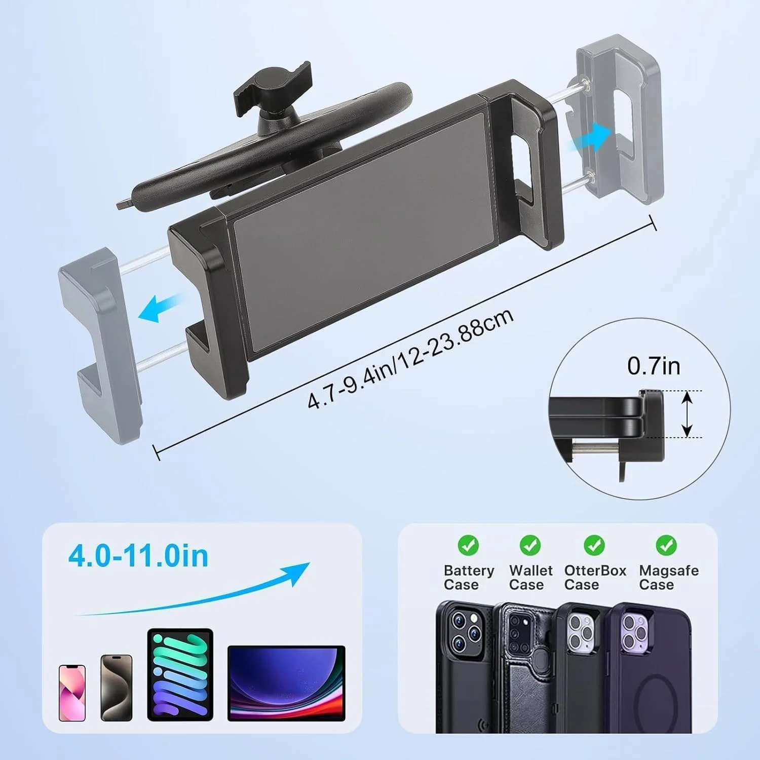 پایه نگهدارنده تبلت و گوشی موبایل داخل خودرو EEEKit مدل 2 در 1، قابل نصب در شیار CD، چرخش 360 درجه، مناسب برای دستگاه های 4 تا 11 اینچی، مشکی