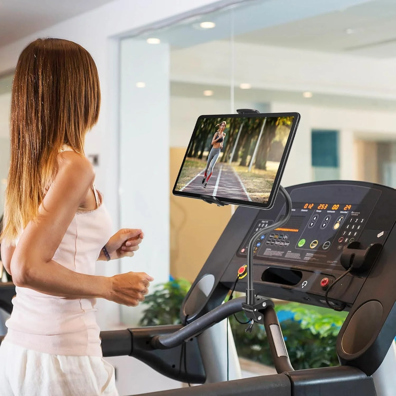 پایه نگهدارنده تبلت گردن غازی EEEKit برای دوچرخه، گیره نصب روی فرمان دوچرخه برای دوچرخه ثابت، تردمیل، پایه میکروفون، مناسب برای دستگاه های 4.7-13 اینچی