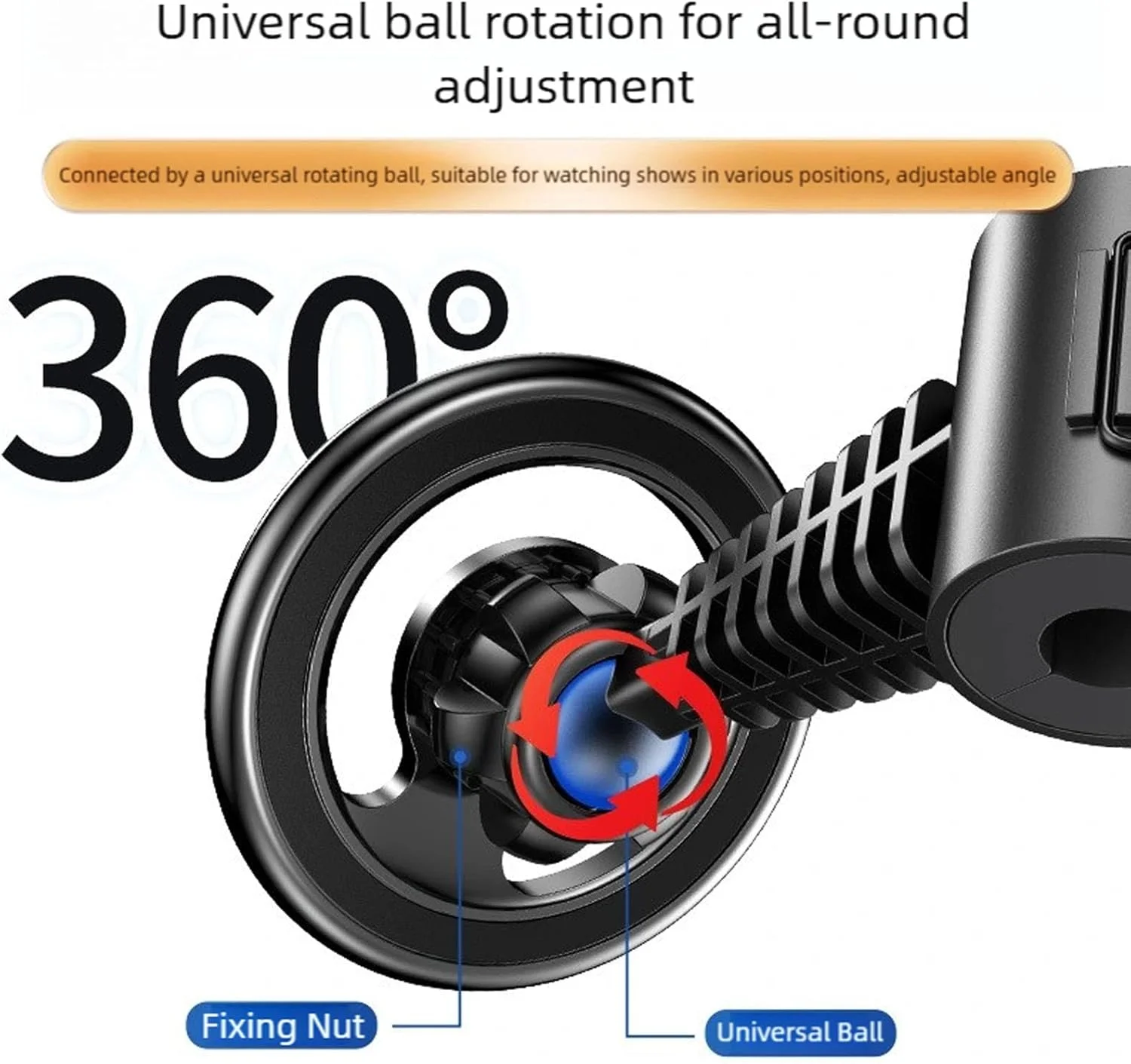 نگهدارنده چرخان گوشی موبایل برای نصب روی پشت سری صندلی خودرو، نصب آسان، ساخته شده از آلیاژ روی