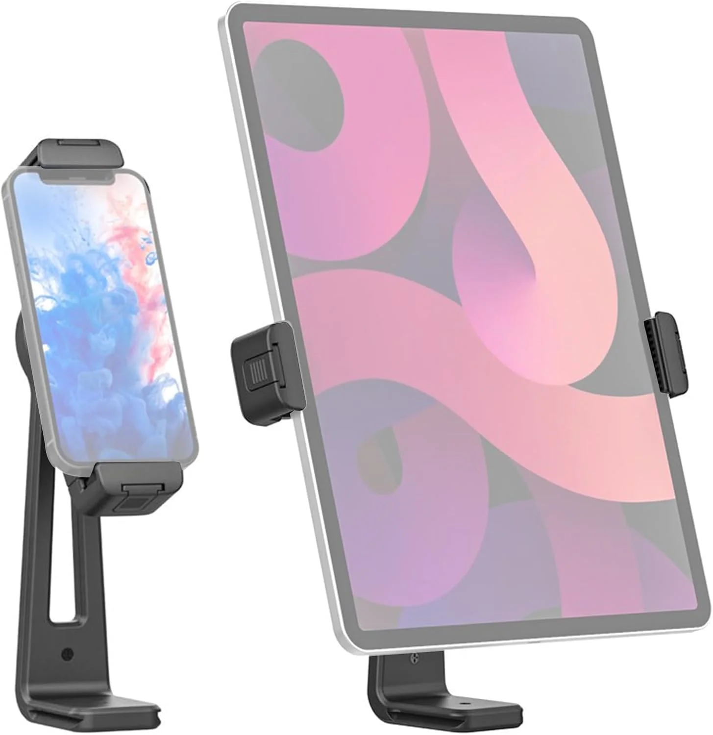 نگهدارنده تبلت قابل تنظیم Eacam، پایه سه پایه تلفن با دو پایه کفشک سرد با چرخش 360 درجه، نگهدارنده پایه سه پایه برای تبلت ها و تلفن ها با سوراخ پیچ 1/4 اینچی و شیار استاندارد 38 میلی متری