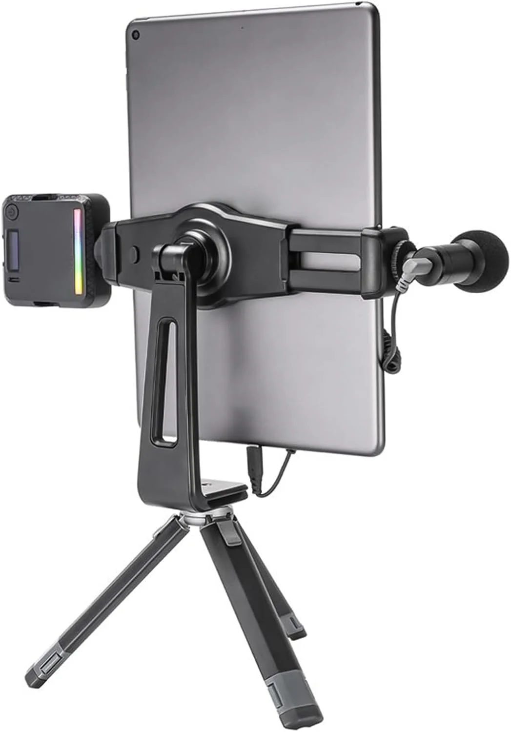 نگهدارنده تبلت قابل تنظیم Eacam، پایه سه پایه تلفن با دو پایه کفشک سرد با چرخش 360 درجه، نگهدارنده پایه سه پایه برای تبلت ها و تلفن ها با سوراخ پیچ 1/4 اینچی و شیار استاندارد 38 میلی متری