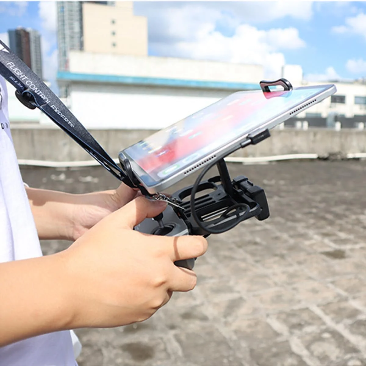 نگهدارنده تبلت برای پهپاد - پایه جهانی قابل تنظیم 4.7-12.9 اینچی سازگار با کنترلرهای Dji Mavic 2/Zoom/Pro Mini 2/2S/SE, Air 2/2S, Pro/Spark/ZINO، گیره تلفن کنترل توسعه یافته با بند گردن