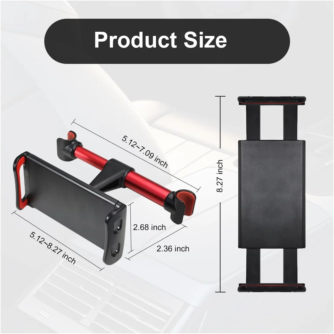 نگهدارنده تبلت پشت صندلی خودرو، با قابلیت چرخش 360 درجه، مناسب برای دستگاه‌های 5.3 تا 10.2 اینچی، نگهدارنده گوشی پشت صندلی خودرو، سازگار با آیفون پرو مکس، تبلت‌های گلکسی (قرمز)