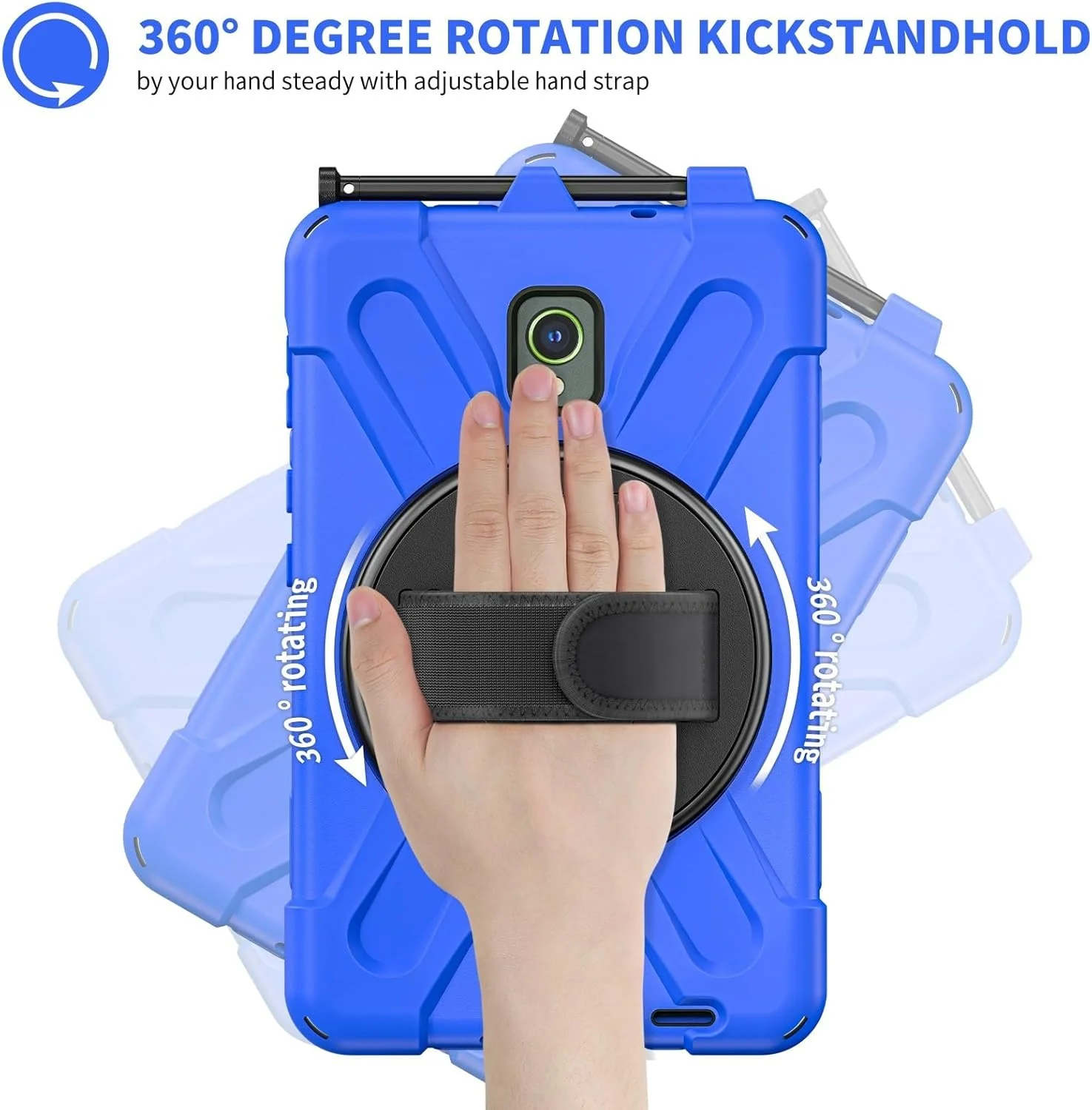 محافظ ضد ضربه و گرد و غبار با قابلیت چرخش 360 درجه و دسته چند منظوره، مدل سه لایه مقاوم در برابر شکستگی سازگار با تبلت سامسونگ گلکسی تب اکتیو 5 سایز 8 اینچ 2024 مدل X306B/X300 (آبی) محافظ ضد ضربه و گرد و غبار با قابلیت چرخش 360 درجه و دسته چند منظوره، مدل سه لایه مقاوم در برابر شکستگی سازگار با تبلت سامسونگ گلکسی تب اکتیو 5 سایز 8 اینچ 2024 مدل X306B/X300 (آبی)