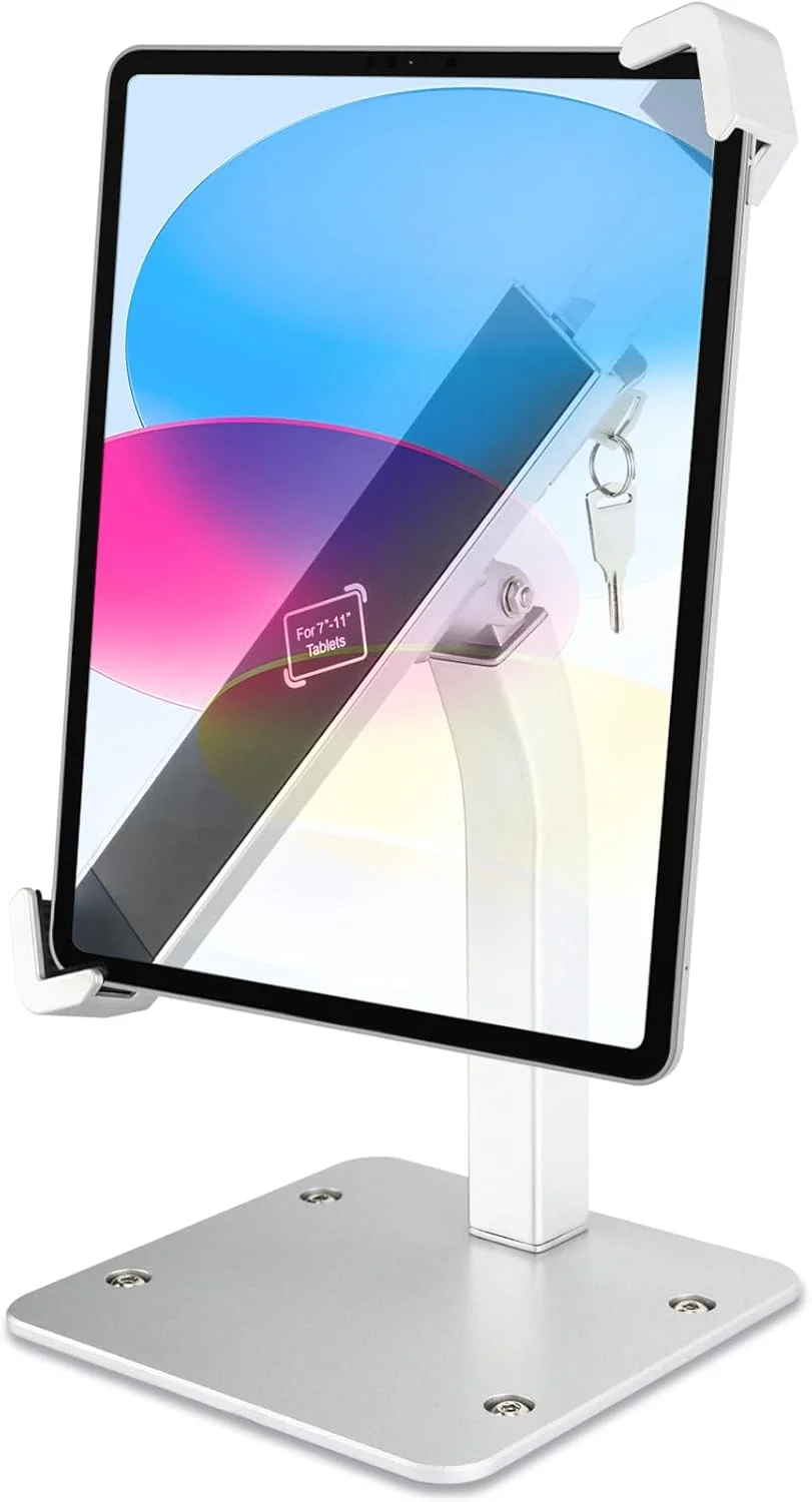 پایه رومیزی ضد سرقت تبلت برای تبلت های 7-11 اینچی، پایه تبلت امنیتی برای خرده فروشی، پایه تبلت با قابلیت چرخش 360 درجه مناسب نمایشگاه/لابی به همراه قفل و کلید، برای آیپد 11 ایر مینی، گلکسی تب A9 A8 A7