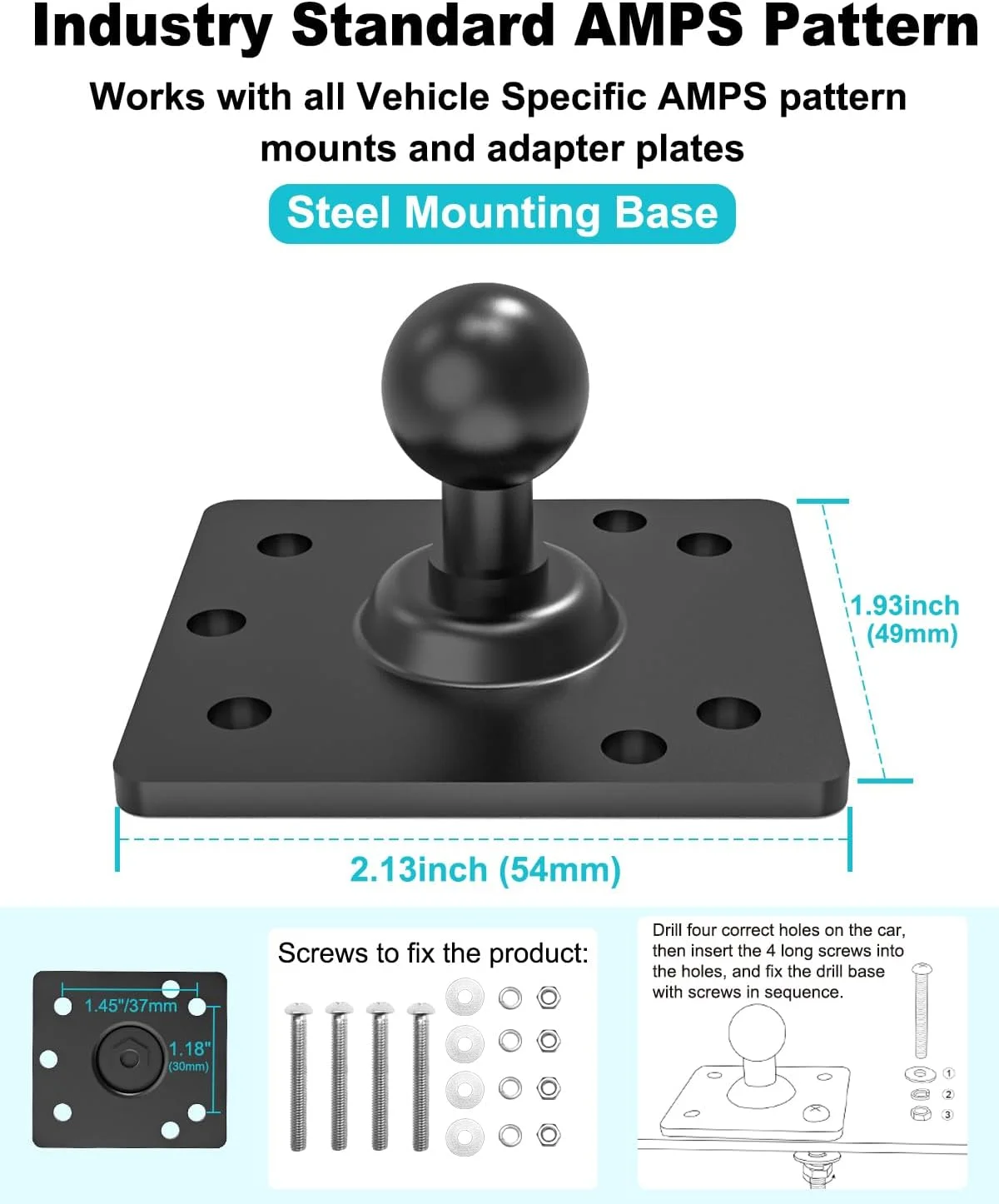 نگهدارنده تبلت سنگین برای کامیون، نگهدارنده تبلت خودرو با پایه دریل و بازوی فلزی قابل تنظیم، پایه داشبورد خودرو RV برای آیپد پرو 12.9 ایر مینی، گلکسی تب، زد فولد، آیفون، دستگاه های 4-13 اینچی