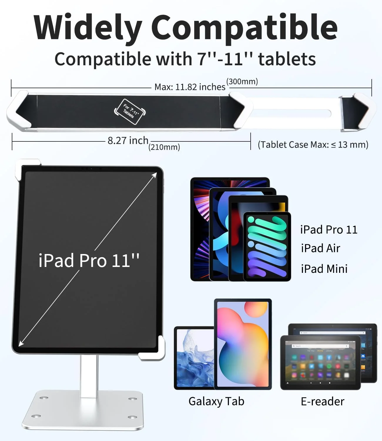 پایه رومیزی ضد سرقت تبلت برای تبلت های 7-11 اینچی، پایه تبلت امنیتی برای خرده فروشی، پایه تبلت با قابلیت چرخش 360 درجه مناسب نمایشگاه/لابی به همراه قفل و کلید، برای آیپد 11 ایر مینی، گلکسی تب A9 A8 A7