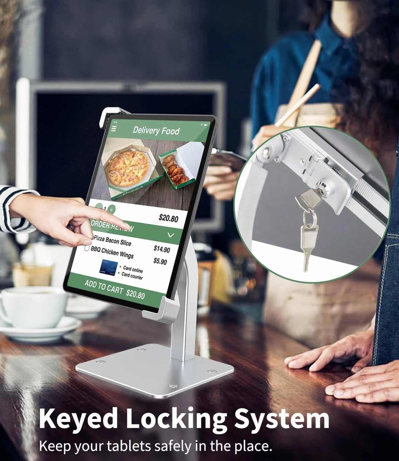 پایه رومیزی ضد سرقت تبلت برای تبلت های 7-11 اینچی، پایه تبلت امنیتی برای خرده فروشی، پایه تبلت با قابلیت چرخش 360 درجه مناسب نمایشگاه/لابی به همراه قفل و کلید، برای آیپد 11 ایر مینی، گلکسی تب A9 A8 A7