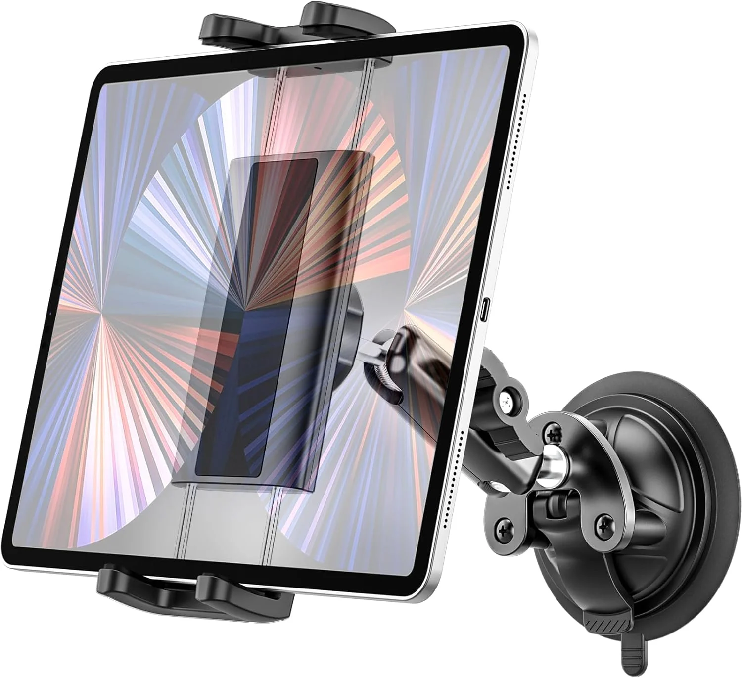 پایه تبلت شیشه جلو خودرو، پایه مکنده تبلت با قدرت بالا، پایه پنجره کامیون با قابلیت تنظیم 360 درجه برای آیپد پرو 13 12.9 11، آیپد ایر مینی، گلکسی تب، آیفون، دستگاه 4-13 اینچی
