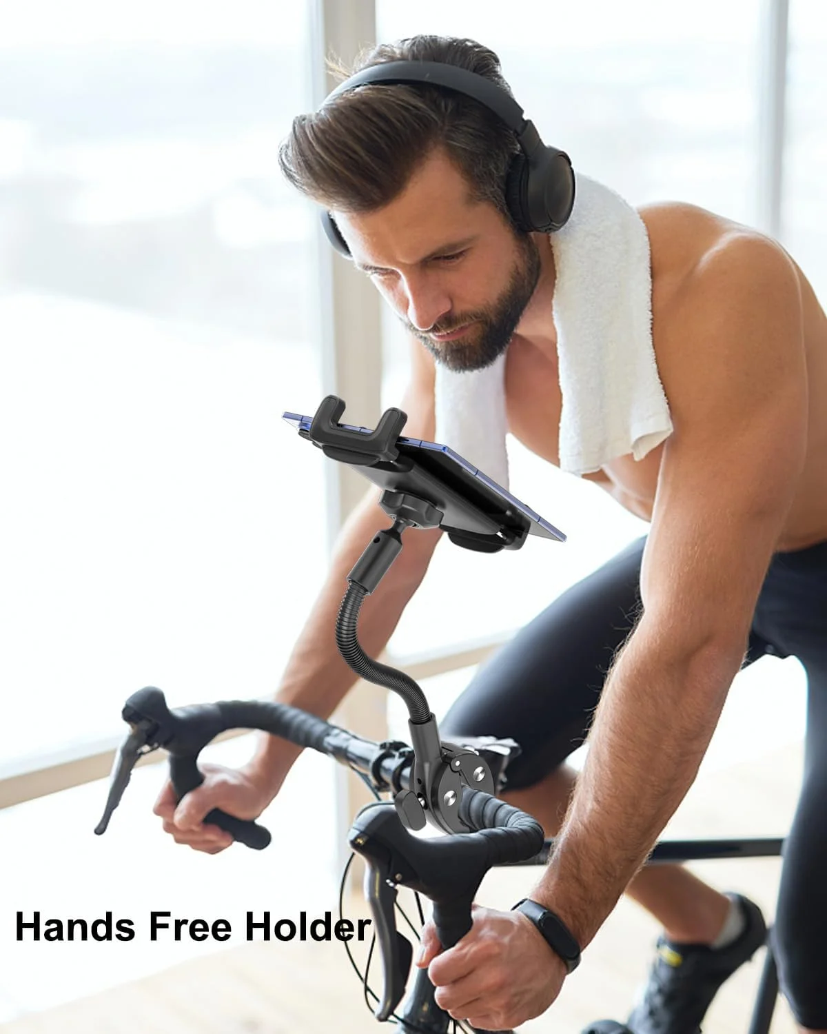 پایه نگهدارنده تاشو گوشی برای دوچرخه ورزشی، گردنی فلزی منعطف - نگهدارنده تاشو گوشی برای دوچرخه ثابت، گیره نگهدارنده تبلت/گوشی برای تردمیل/پلوتون، مناسب برای Galaxy Z Fold 7 6 5 4 3 2، Pixel Fold، آیپد 4-13 اینچی، تبلت، آیفون