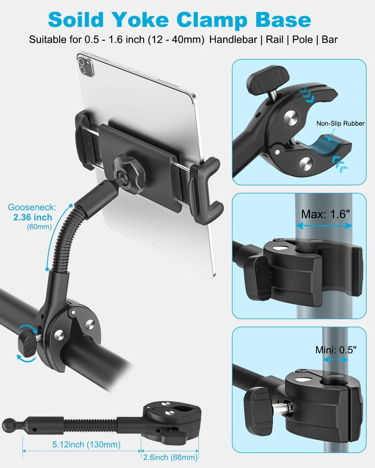 پایه نگهدارنده یوک برای آیپد، هولدر تبلت خلبانی گردن غازی، پایه تبلت یوک هواپیما با قابلیت چرخش 360 درجه با گیره محکم، سازگار با آیپد مینی/ایر/پرو، گلکسی تب، آیفون، دستگاه های 4-13 اینچی پایه نگهدارنده یوک برای آیپد، هولدر تبلت خلبانی گردن غازی، پایه تبلت یوک هواپیما با قابلیت چرخش 360 درجه با گیره محکم، سازگار با آیپد مینی/ایر/پرو، گلکسی تب، آیفون، دستگاه های 4-13 اینچی