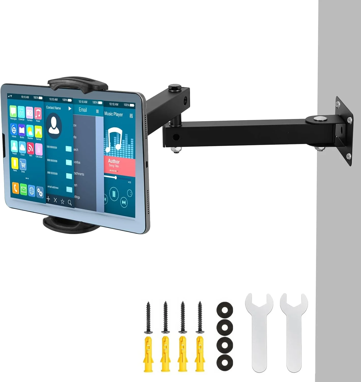نگهدارنده دیواری تبلت DEECOZY، نگهدارنده دیواری آیپد آلومینیومی با بازوی بلند، نگهدارنده دیواری تبلت با بازوی قابل تنظیم با قابلیت چرخش 360 درجه، سازگار با تبلت ها و تلفن های 4.7 تا 13 اینچی