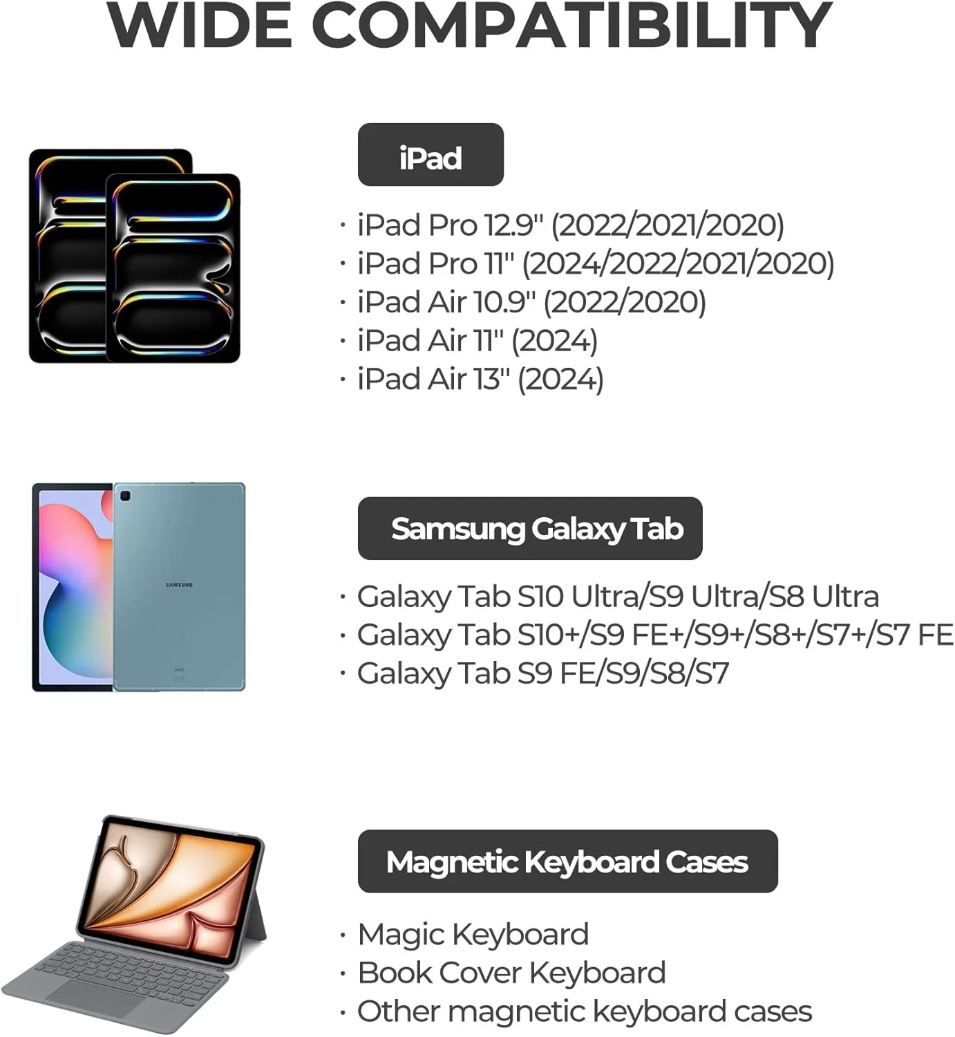 نگهدارنده مغناطیسی گوشی Dexnor برای کیبورد جادویی، سازگار با گوشی های مگ سیف و غیر مگ سیف، پایه تاشو باریک و قابل حمل برای افزایش بهره وری، مناسب برای کاورهای کیبورد مغناطیسی آیپد/سامسونگ - مشکی