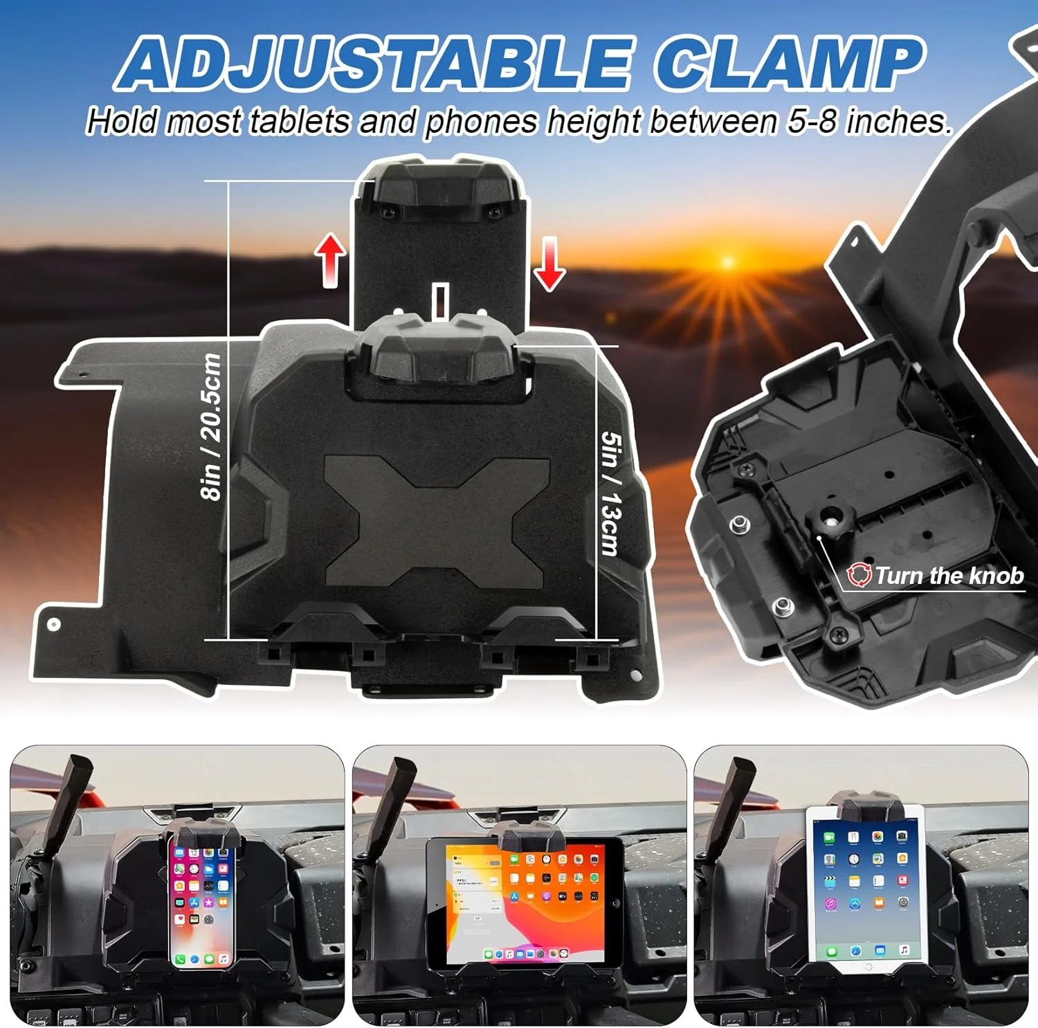 نگهدارنده دستگاه الکتریکی، نگهدارنده تبلت، نگهدارنده تلفن همراه، نگهدارنده GPS همراه با جعبه ذخیره سازی مناسب برای مدل های 2016-2023