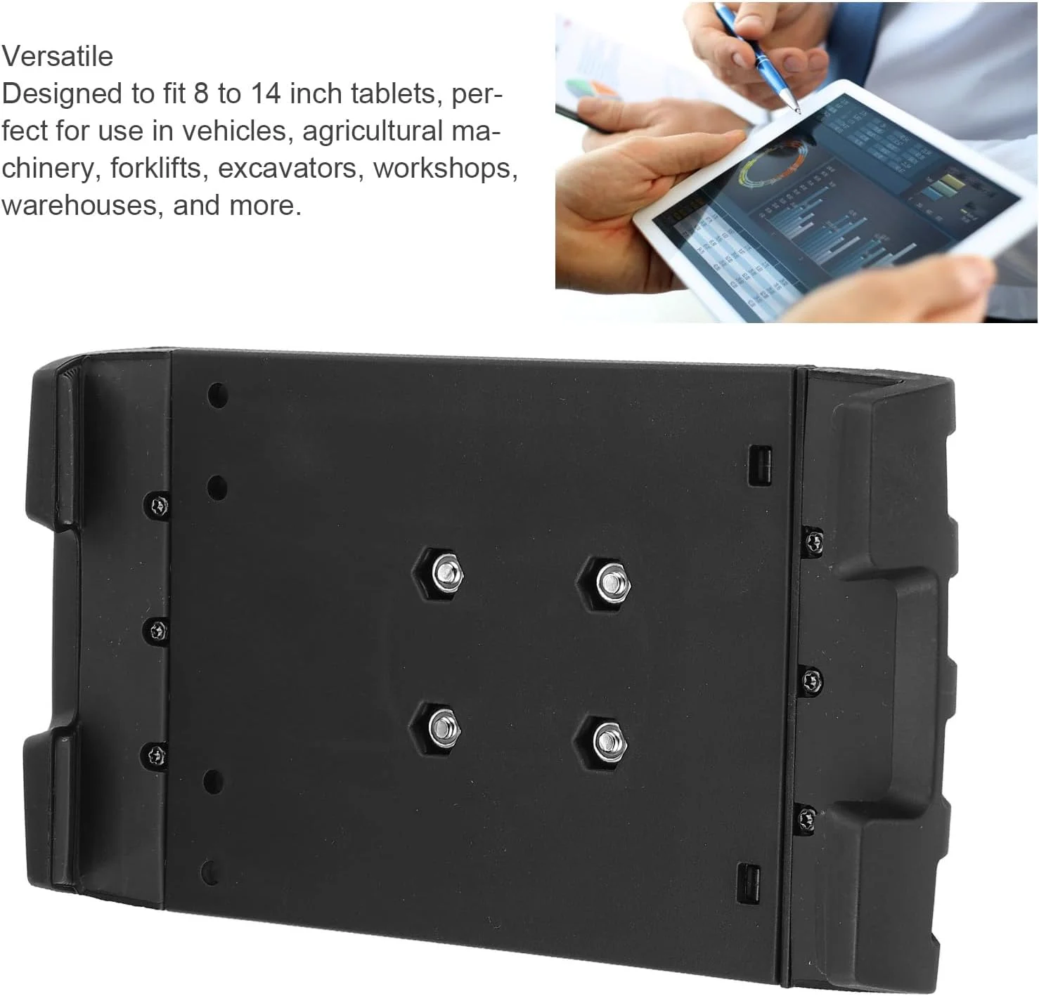 پایه نگهدارنده تبلت داشبورد خودرو، استند تبلت قابل تنظیم و کشویی برای تبلت های 8 تا 14 اینچی، نصب محکم، با فنرهای با استحکام بالا، 4 پد محافظ لاستیکی