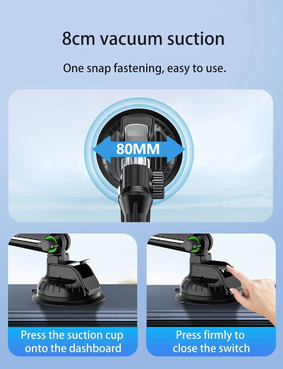 نگهدارنده تبلت برای داشبورد خودرو، نگهدارنده قابل تنظیم تبلت و تلفن هوشمند، مناسب برای همه خودروها، چرخش گردان برای دید بهینه، پایه تلفن تاشو، چرخش پایدار، مشکی