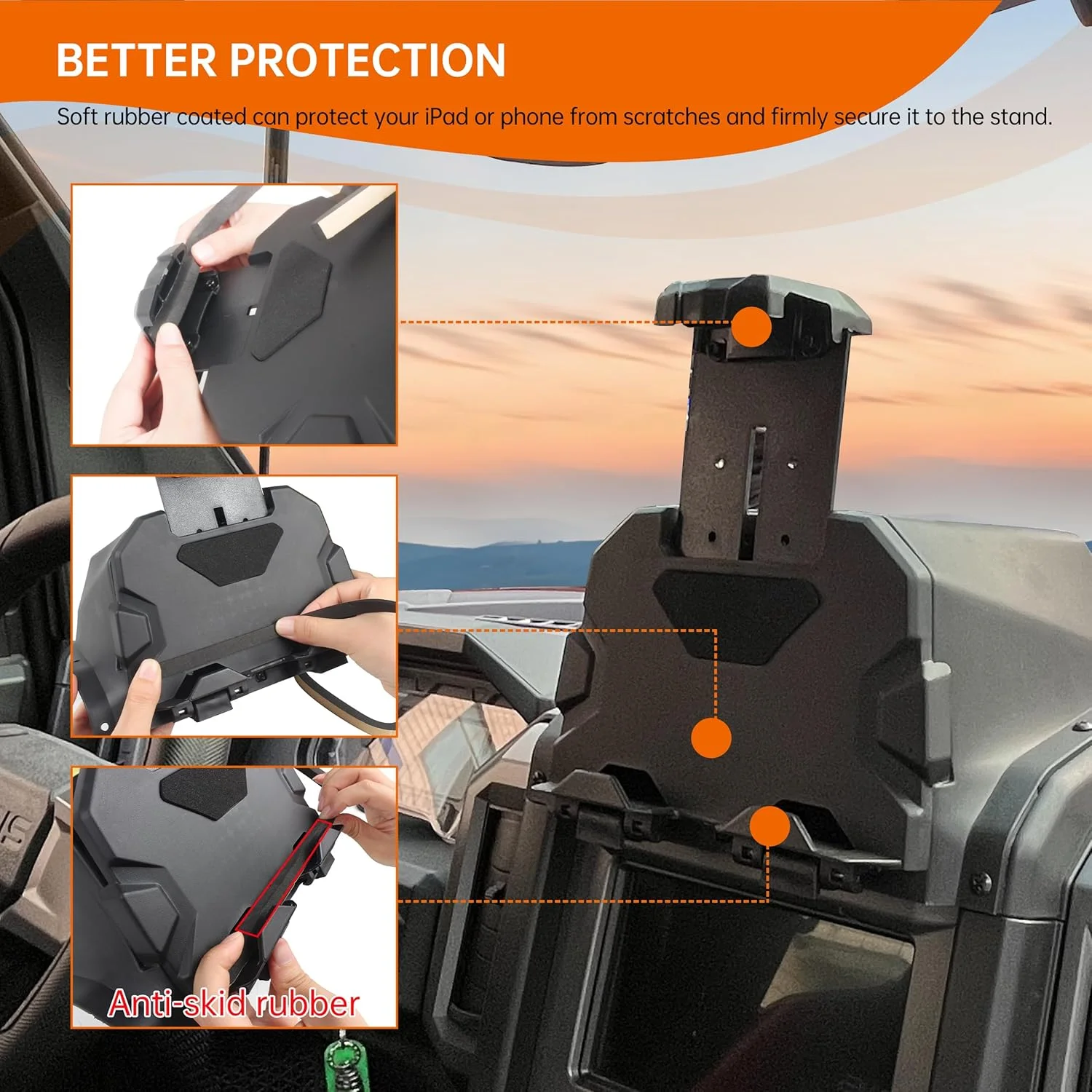 نگهدارنده تبلت و تلفن برای Xpedition XP/ADV 2024+، پایه نگهدارنده GPS دستگاه الکترونیکی با جعبه ذخیره سازی اضافی سازگار با Polaris Xpedition XP XP5/ ADV ADV5 2024+ لوازم جانبی