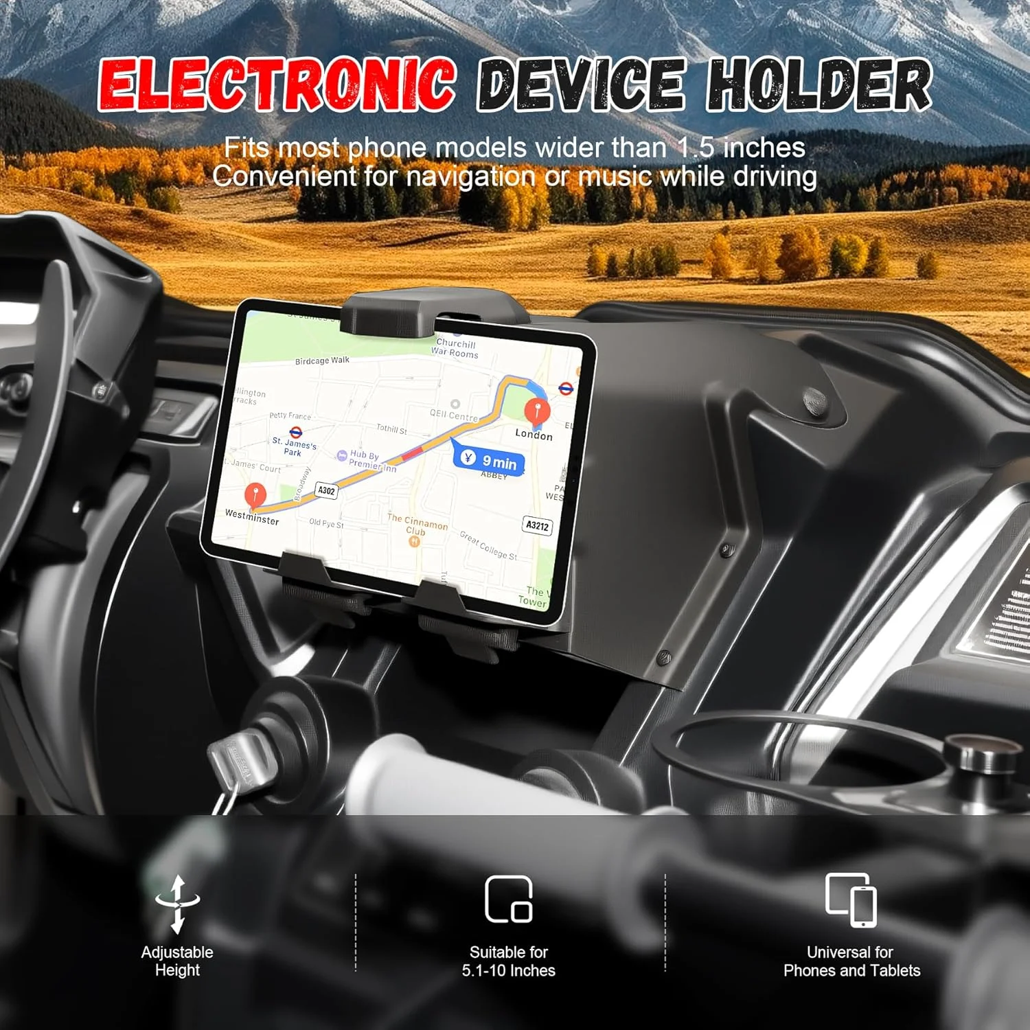 پایه نگهدارنده دستگاه الکترونیکی با جعبه نگهداری مناسب برای هوندا تالون 1000R، 1000X، 1000X-4 (2019-2025)، نگهدارنده گوشی تبلت GPS