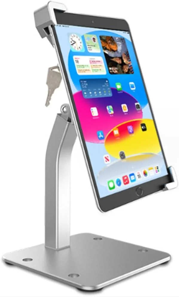 پایه رومیزی ضد سرقت کیوسک برای تبلت های 7 تا 11 اینچی، پایه تبلت تجاری POS آلومینیومی سنگین با چرخش 360 درجه و قفل امنیتی، سازگار با آیپد نسل 10، 9، 8، آیپد 10.9، 10.2، 9.7
