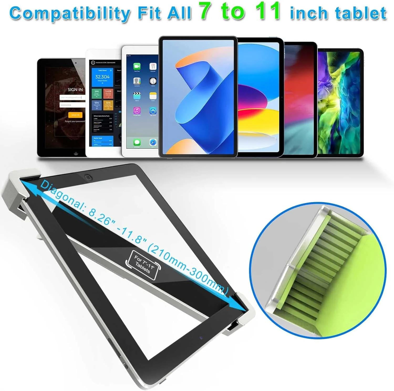 پایه رومیزی ضد سرقت کیوسک برای تبلت های 7 تا 11 اینچی، پایه تبلت تجاری POS آلومینیومی سنگین با چرخش 360 درجه و قفل امنیتی، سازگار با آیپد نسل 10، 9، 8، آیپد 10.9، 10.2، 9.7