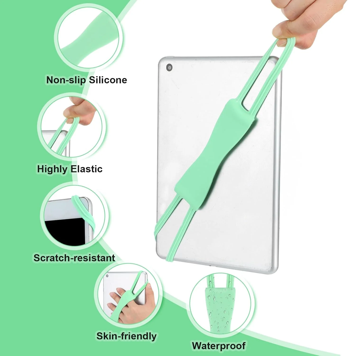 دو عدد بند دستی راحت برای تبلت، نگهدارنده یک دستی ایمن و سبک وزن، بند دستی با قابلیت ارتجاعی بالا و چند منظوره برای تبلت های 4.7-8 اینچی