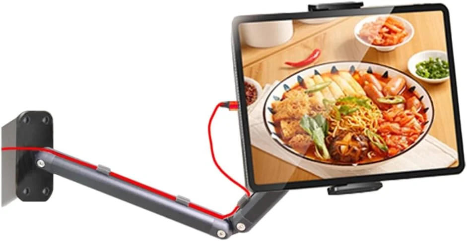 نگهدارنده دیواری تبلت Chapter Seven، بازوی چرخشی دیواری تبلت آلومینیومی قابل تنظیم و افزایش طول، مناسب برای آیپد پرو ایر مینی، گلکسی تب و همه تلفن‌ها و تبلت‌های 4.7-13 اینچی