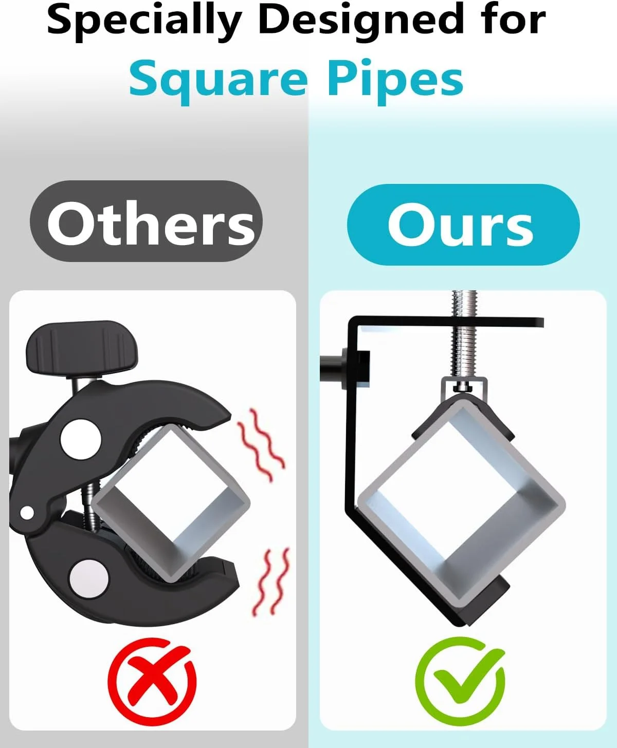 پایه نگهدارنده تبلت مناسب لوله مربعی، هولدر فلزی تبلت گلف کارت سازگار با Yamaha/Club Car/EZGO، پایه تبلت گلف کارت با بازوی قابل تنظیم برای آیپد پرو 12.9 ایر مینی، گلکسی، آیفون، همه دستگاه های 4 تا 13 اینچی