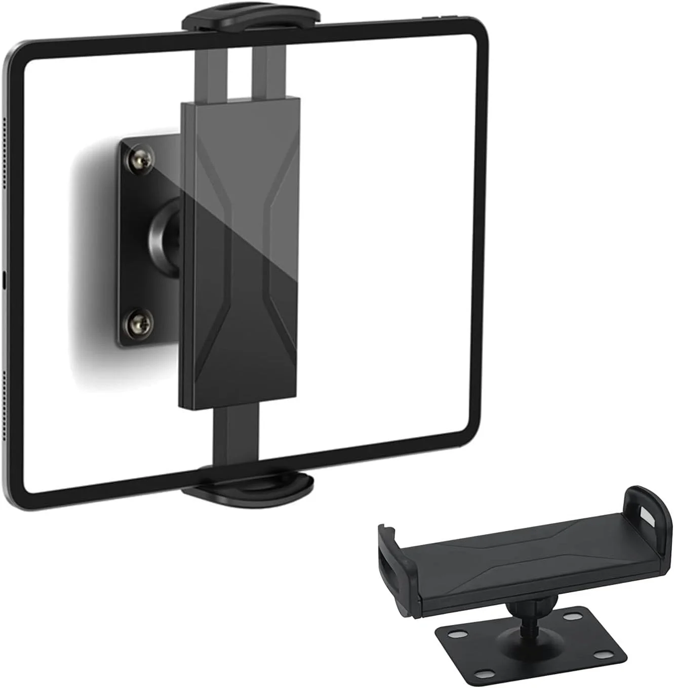 پایه دیواری تبلت یونیورسال با قابلیت چرخش 360 درجه و بازویی قابل تنظیم، بدون نیاز به سوراخکاری، سازگار با تبلت/گوشی هوشمند/کتابخوان الکترونیکی 4.7 تا 12.9 اینچی، مناسب برای آیپد پرو/مینی، گلکسی تب، 27x15x20 سانتی متر