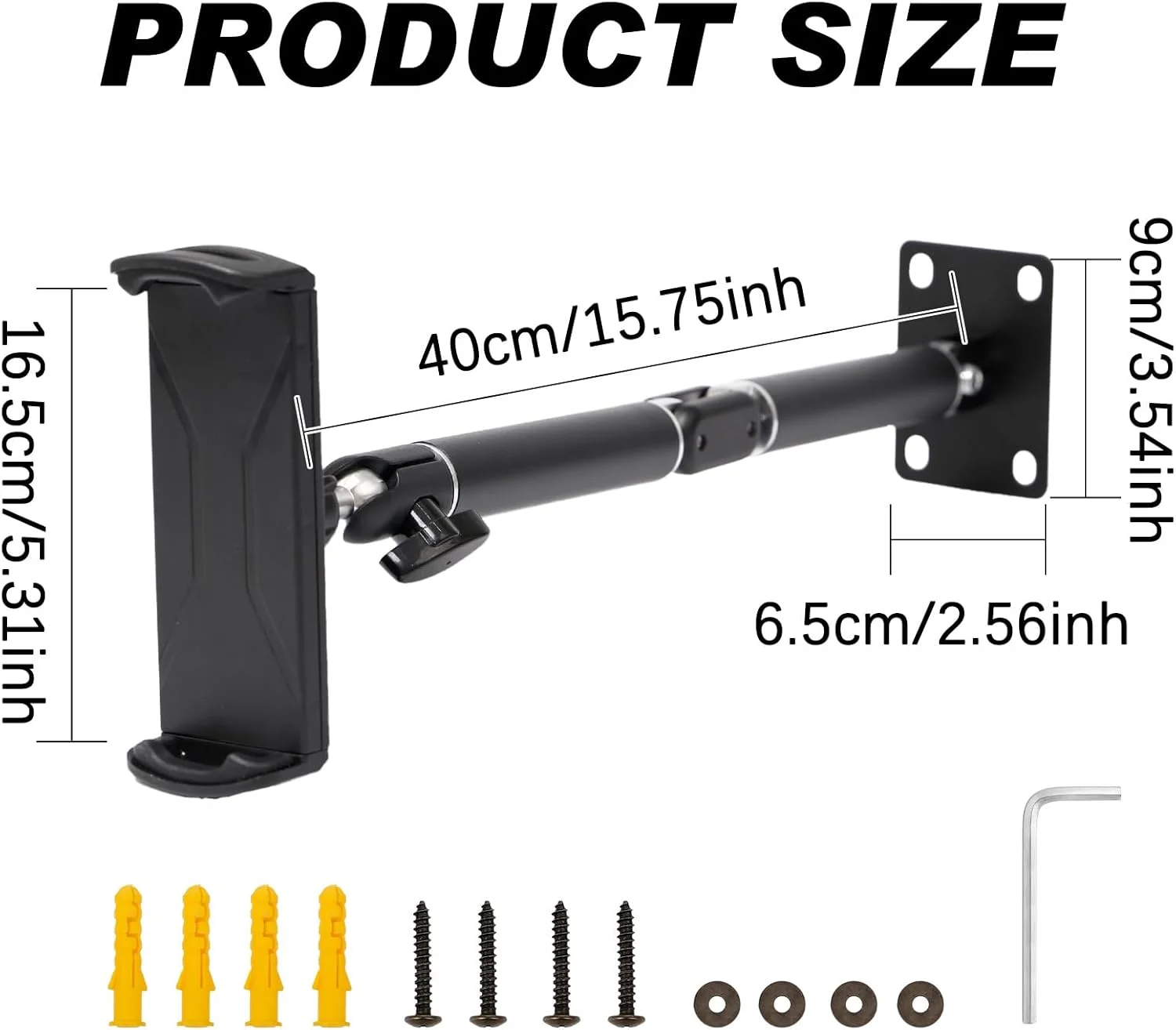 پایه دیواری تبلت با قابلیت چرخش 360 درجه، نگهدارنده دیواری آلومینیومی تبلت، پایه دیواری تبلت تاشو با پایه جدا شونده، سازگار با آیپد، کیندل، آیفون و تمام دستگاه های 4 تا 13 اینچی