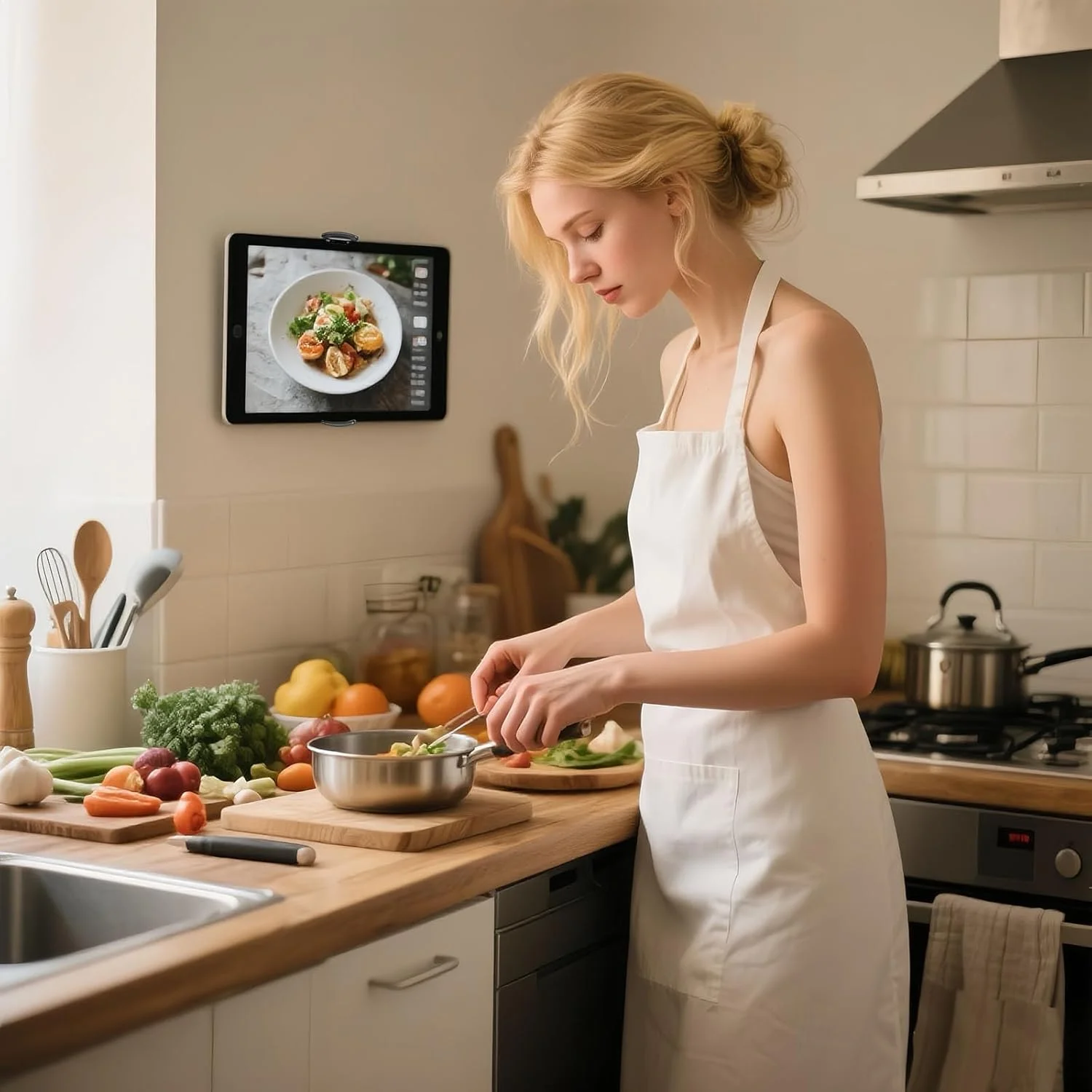 پایه دیواری تبلت یونیورسال با قابلیت چرخش 360 درجه و بازویی قابل تنظیم، بدون نیاز به سوراخکاری، سازگار با تبلت/گوشی هوشمند/کتابخوان الکترونیکی 4.7 تا 12.9 اینچی، مناسب برای آیپد پرو/مینی، گلکسی تب، 27x15x20 سانتی متر