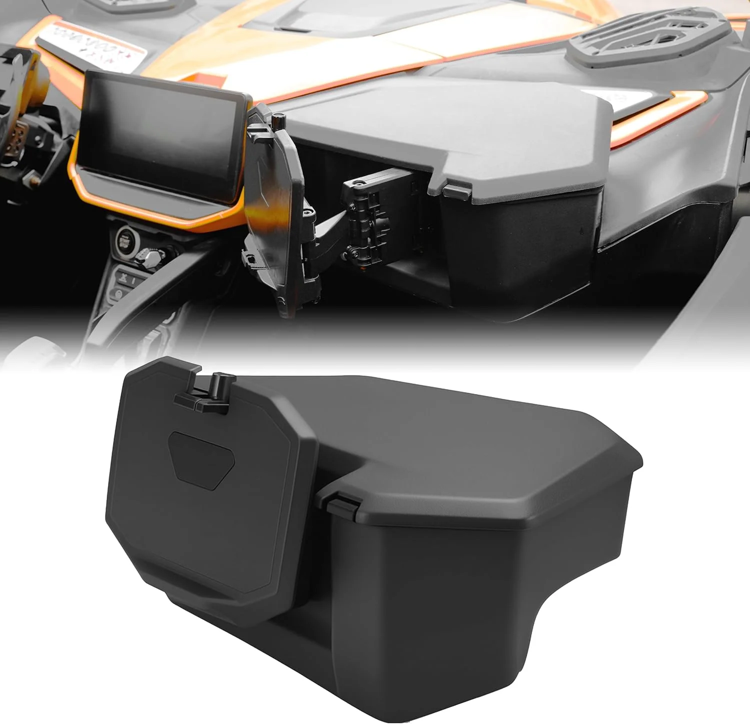 نگهدارنده تبلت و تلفن همراه با جعبه ذخیره سازی برای Can-Am Maverick R - پایه مغناطیسی قابل تنظیم با سازمان دهنده 4 لیتری - لوازم جانبی کنسول ناوبری UTV برای 2024 2025 Maverick R MAX X RS