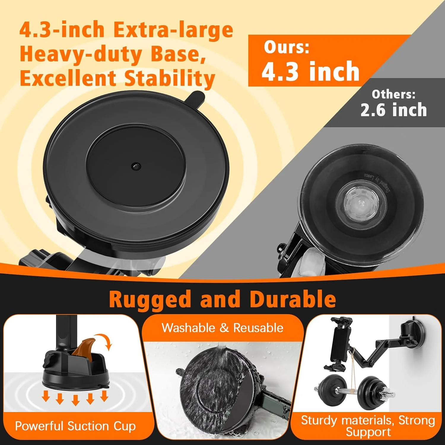 پایه تبلت برای کامیون، نگهدارنده تبلت خودرو، پایه آیپد، مکنده فوق العاده قوی، پایه 3 بازویی قابل تنظیم 360 درجه برای داشبورد شیشه جلو خودرو میز برای آیپد پرو/ایر/مینی/گلکسی 4.7-13.5 اینچی