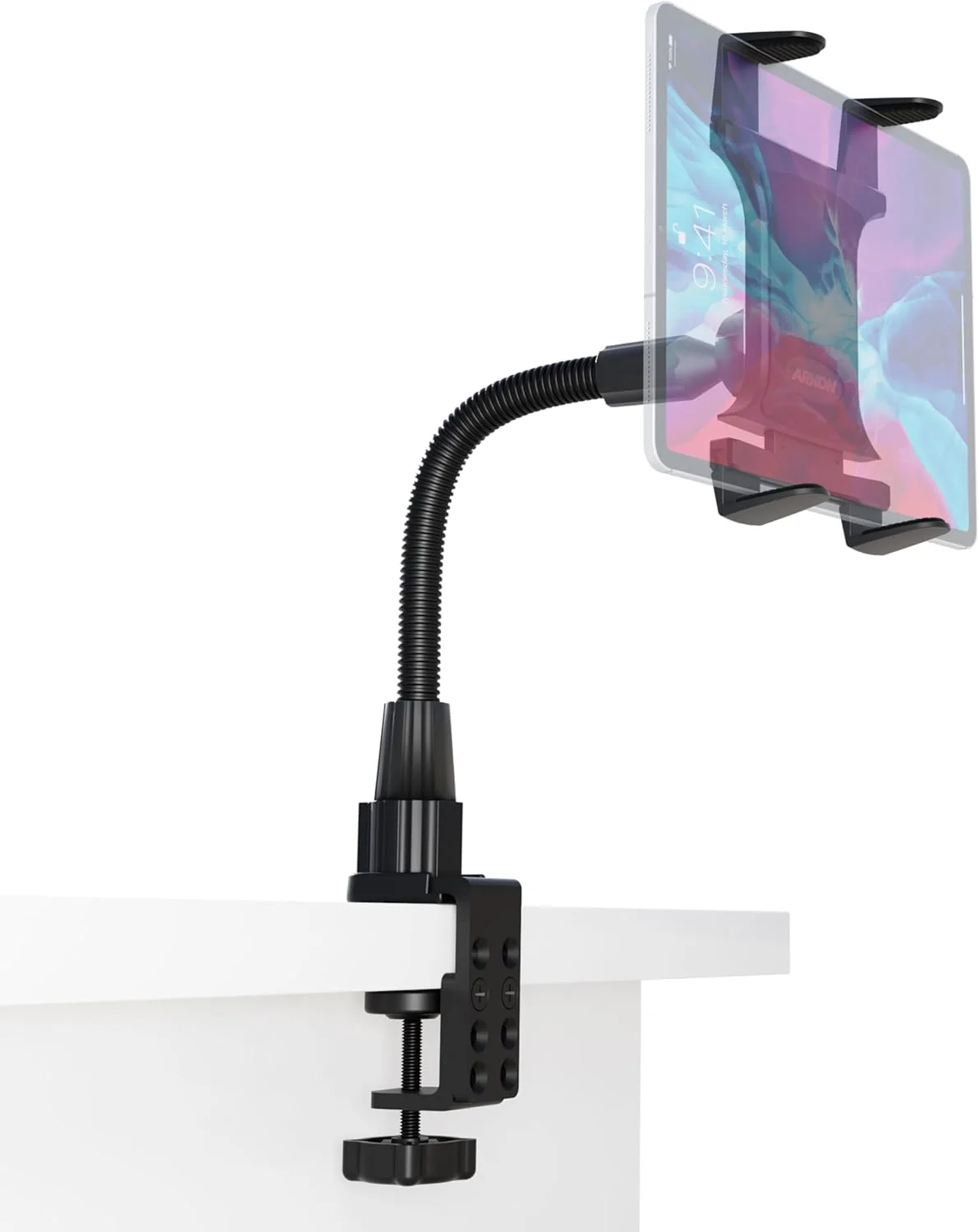 پایه گیره ای تبلت آرکون مدل TAB086-12 با گردنی 12 اینچی مناسب برای آیپد پرو، آیپد ایر، گلکسی نوت 10.1، مشکی