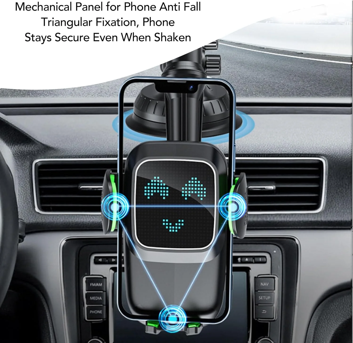 پایه نگهدارنده گوشی کامیون ASHATA، پایه نگهدارنده گوشی داشبورد و شیشه جلو با چرخش سنگین، پایه نگهدارنده کامیون با بازوی بلند 12.9 اینچی برای تلفن های هوشمند و تبلت ها (سبز)